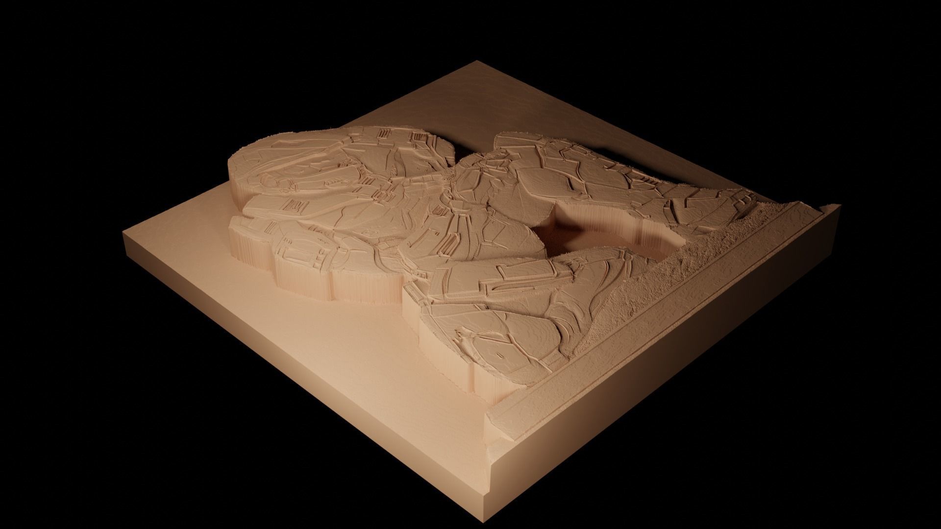 Master Chief CNC 3d Print High Relief Sand Casting 3D print model_2