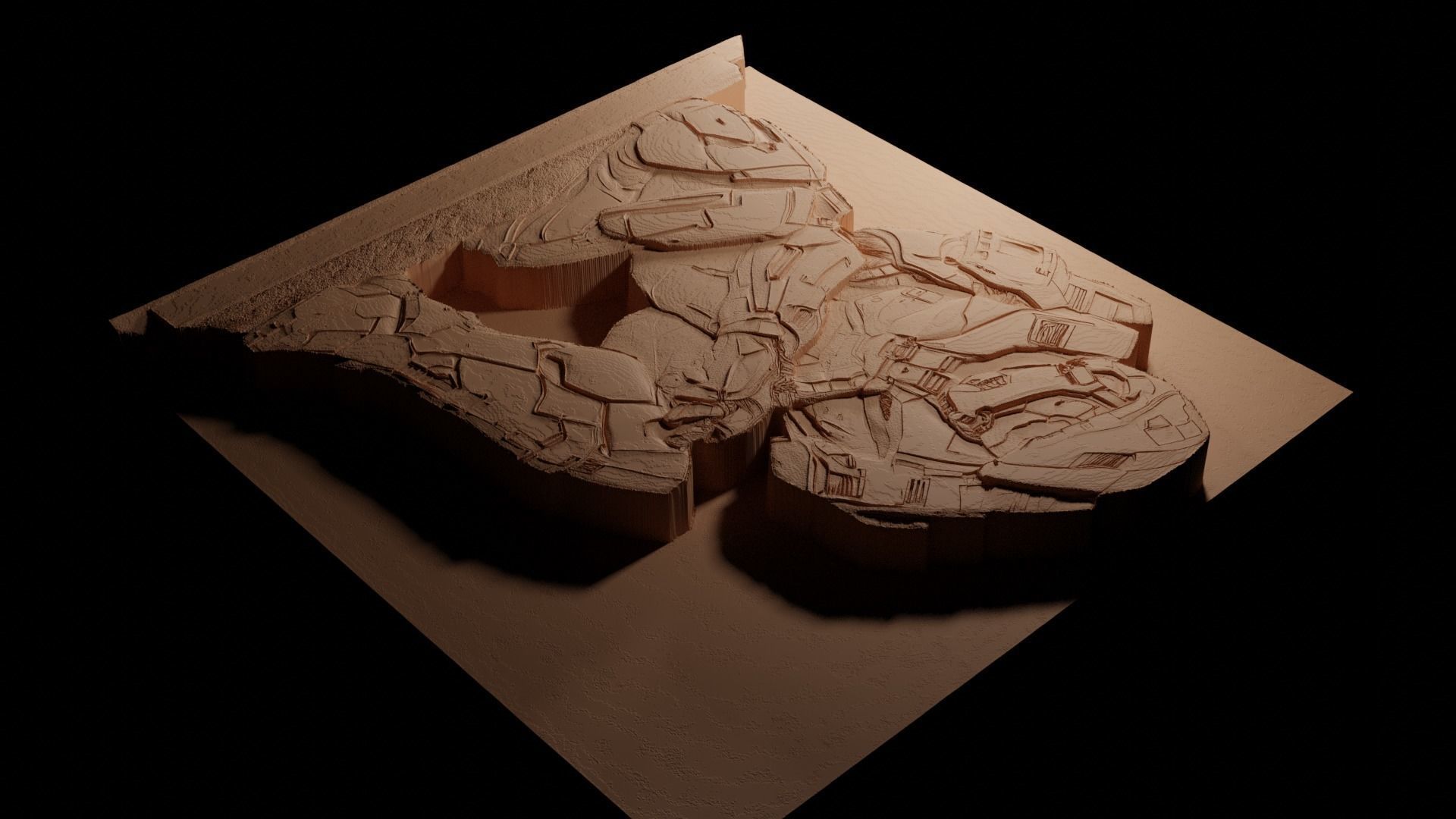 Master Chief CNC 3d Print High Relief Sand Casting 3D print model_3