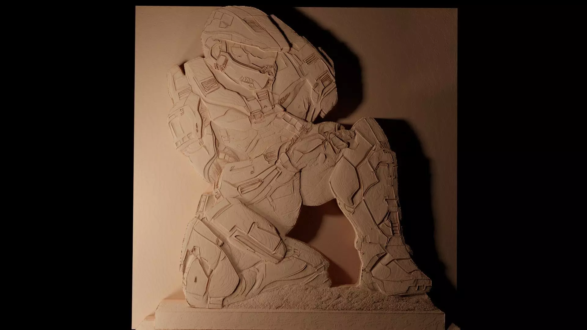 Master Chief CNC 3d Print High Relief Sand Casting 3D print model_0
