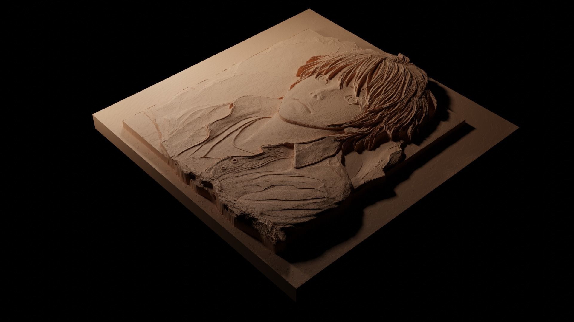 Makoto Shinkai CNC 3d Print High Relief Sand Casting 3D print model_1