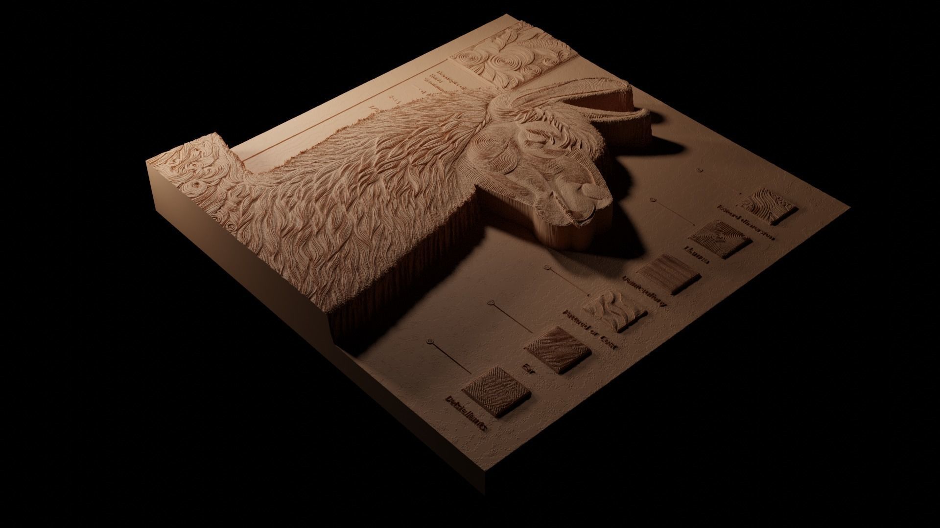 Llama CNC 3d Print High Relief Sand Casting 3D print model_1