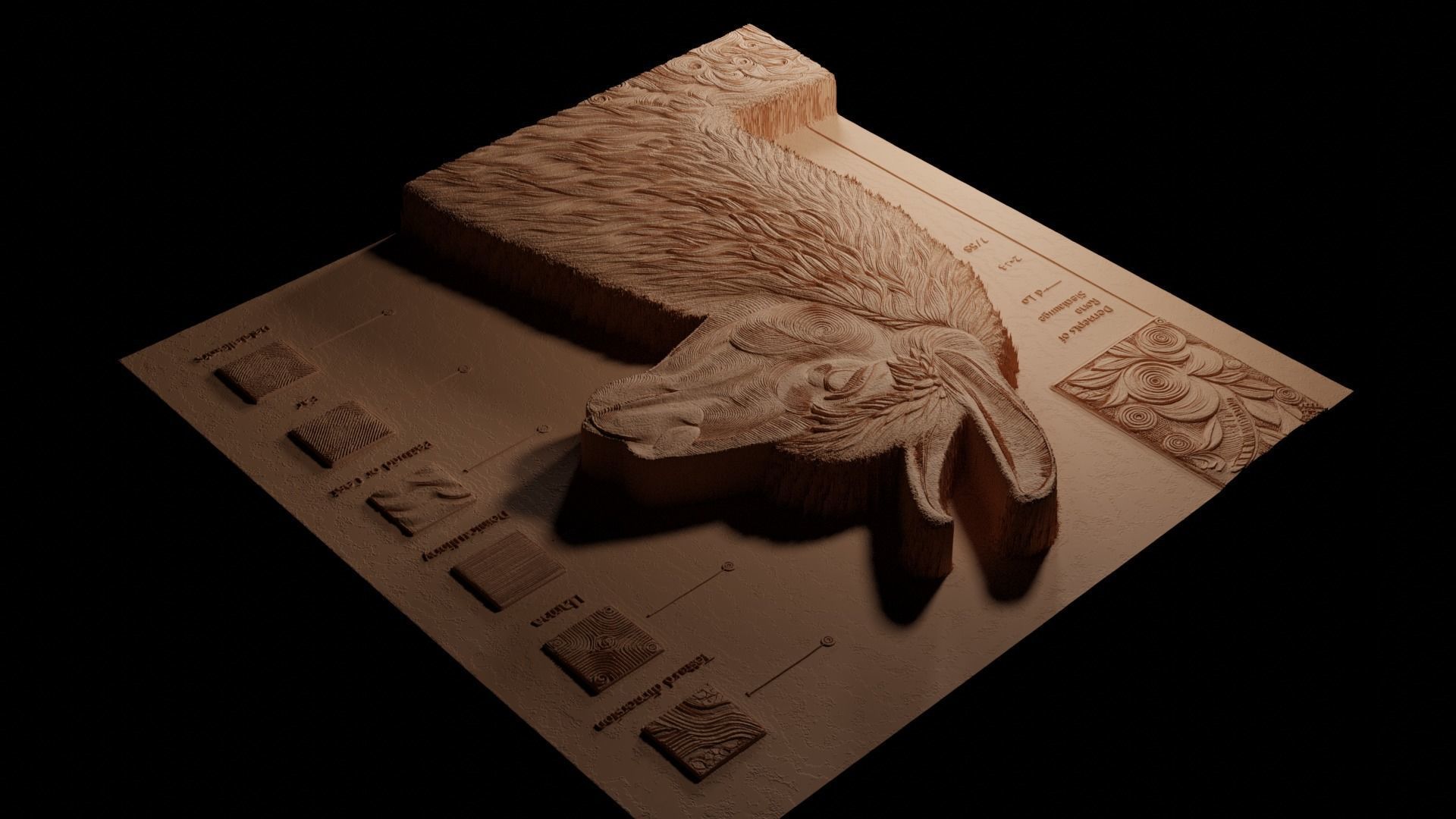 Llama CNC 3d Print High Relief Sand Casting 3D print model_3