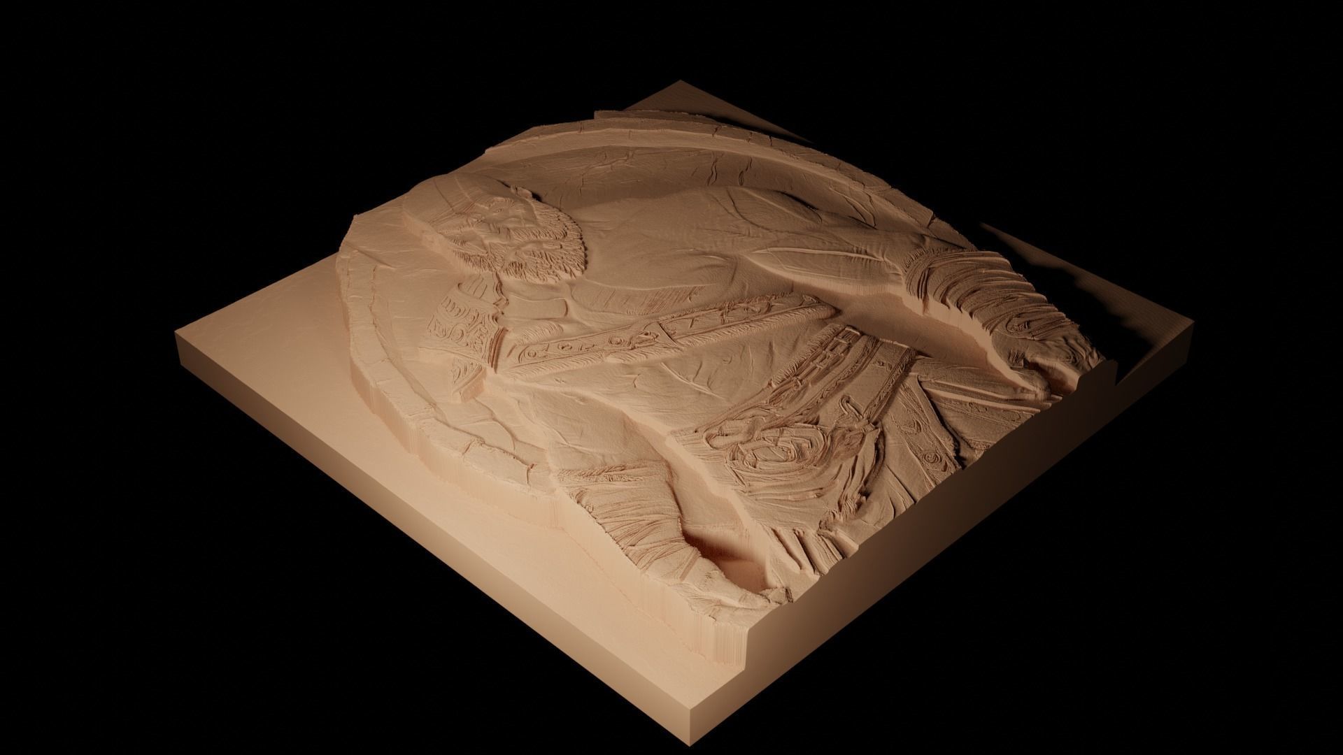 Kratos CNC 3d Print High Relief Sand Casting 3D print model_2