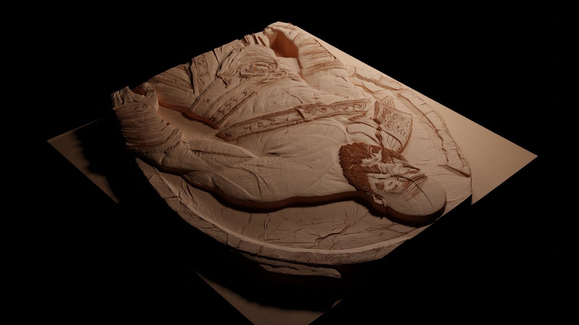 Kratos CNC 3d Print High Relief Sand Casting 3D print model_3