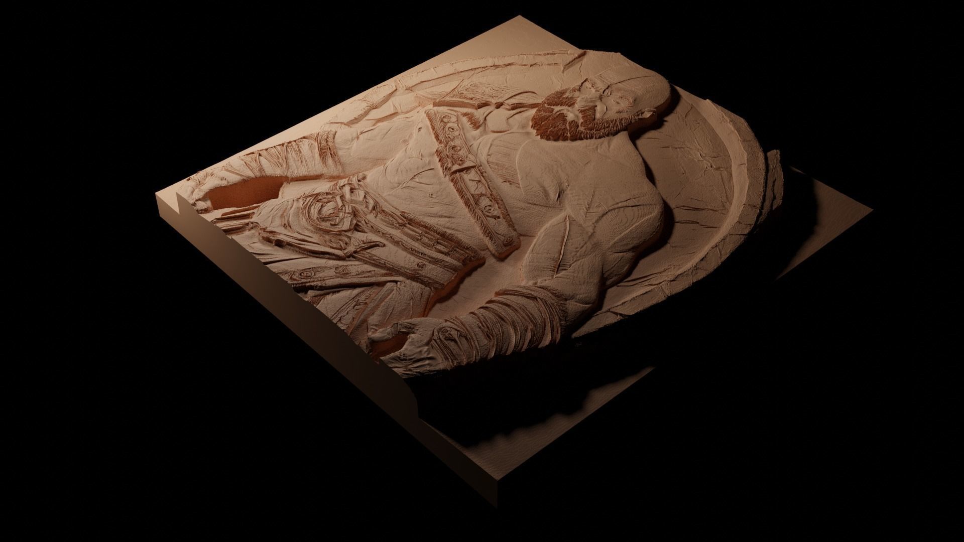 Kratos CNC 3d Print High Relief Sand Casting 3D print model_1