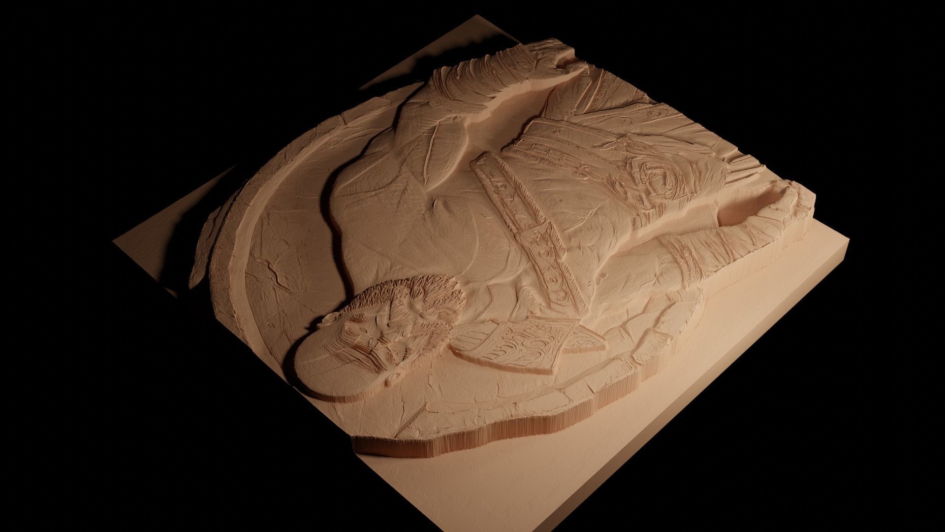 Kratos CNC 3d Print High Relief Sand Casting 3D print model_4