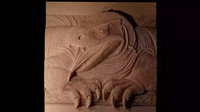 Komodo Dragon CNC 3d Print High Relief Sand Casting 3D print model