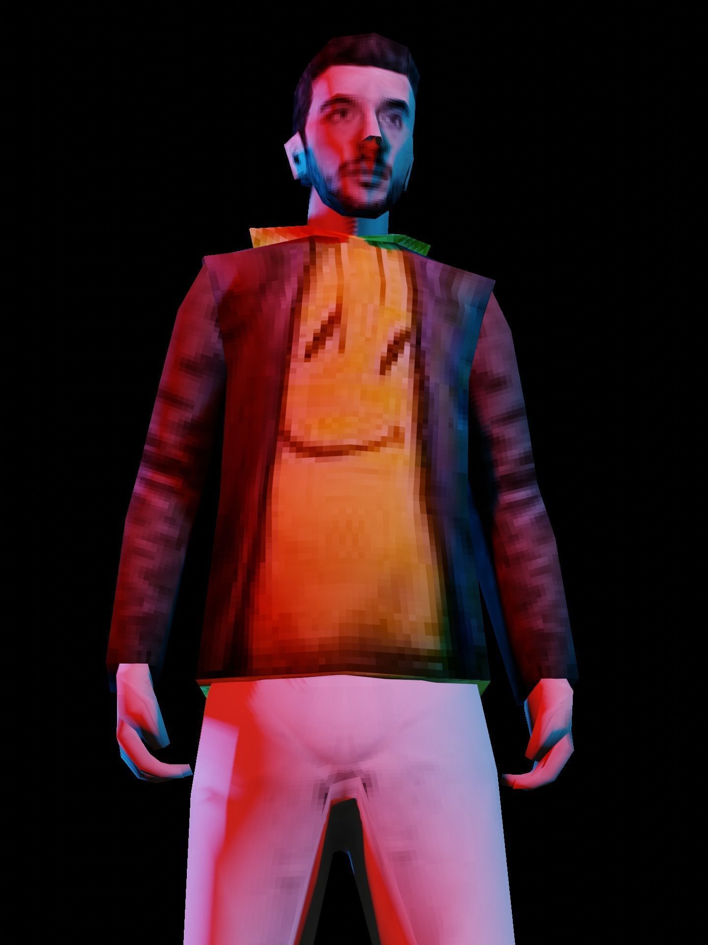 PSX PS1 low poly male character Low-poly 3D model_1