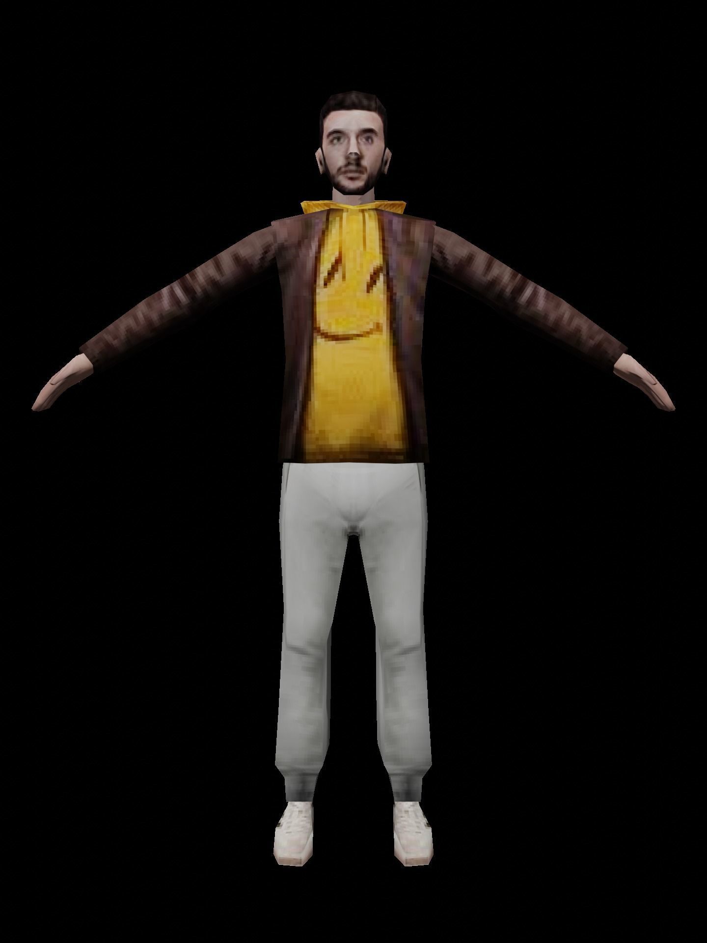 PSX PS1 low poly male character Low-poly 3D model_2