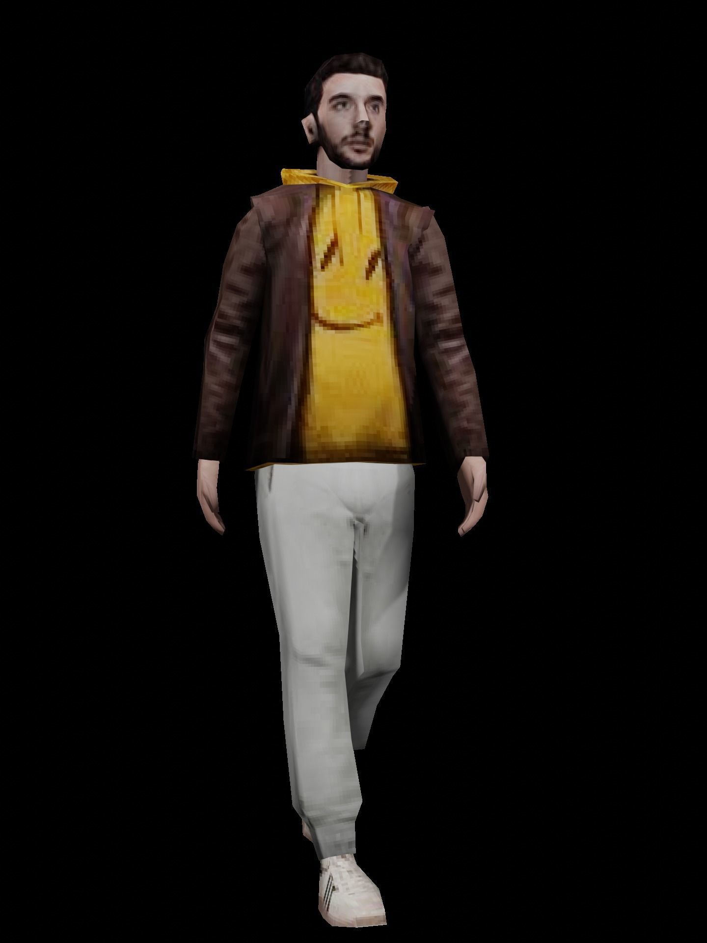 PSX PS1 low poly male character Low-poly 3D model_9