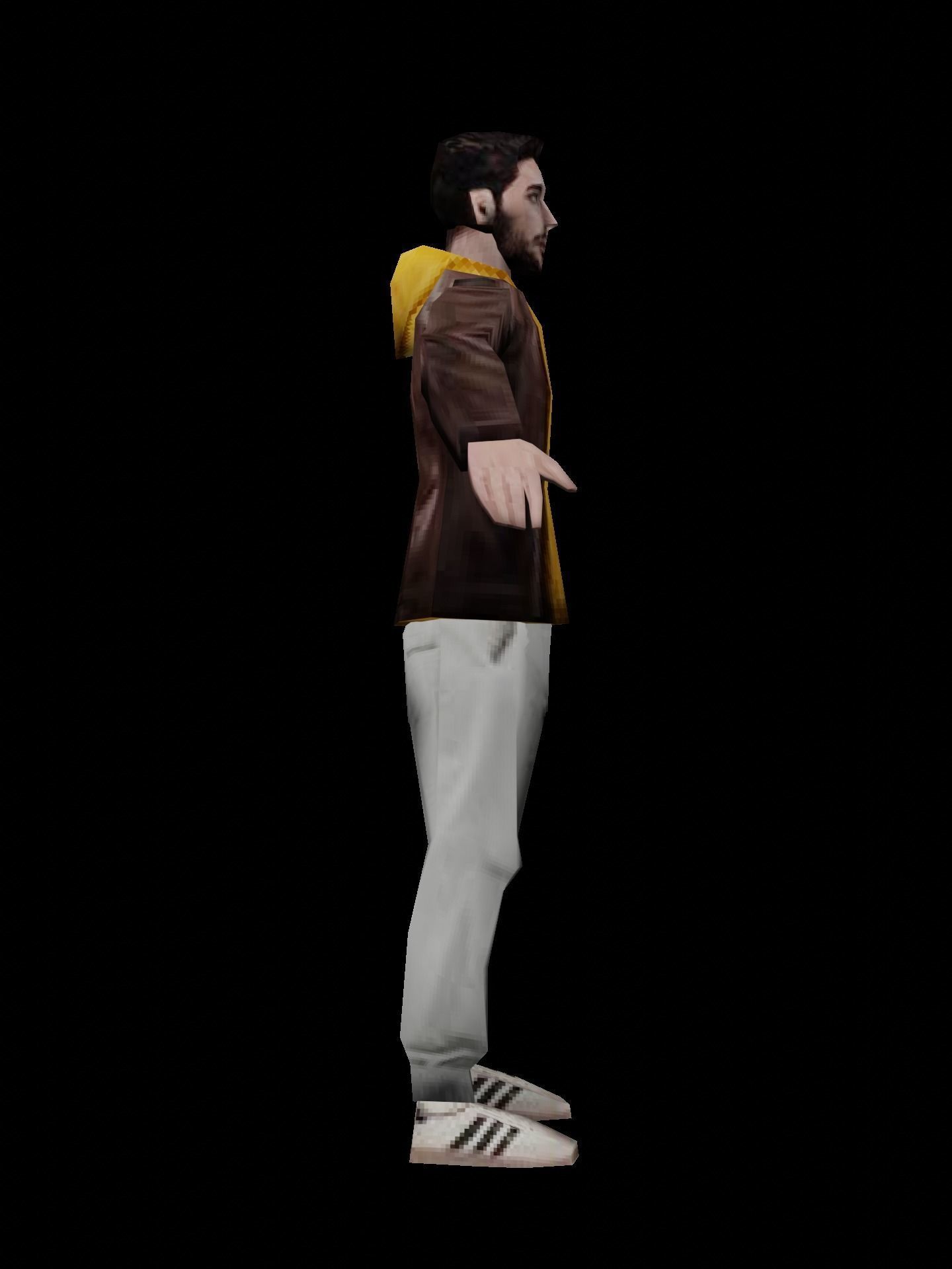 PSX PS1 low poly male character Low-poly 3D model_3