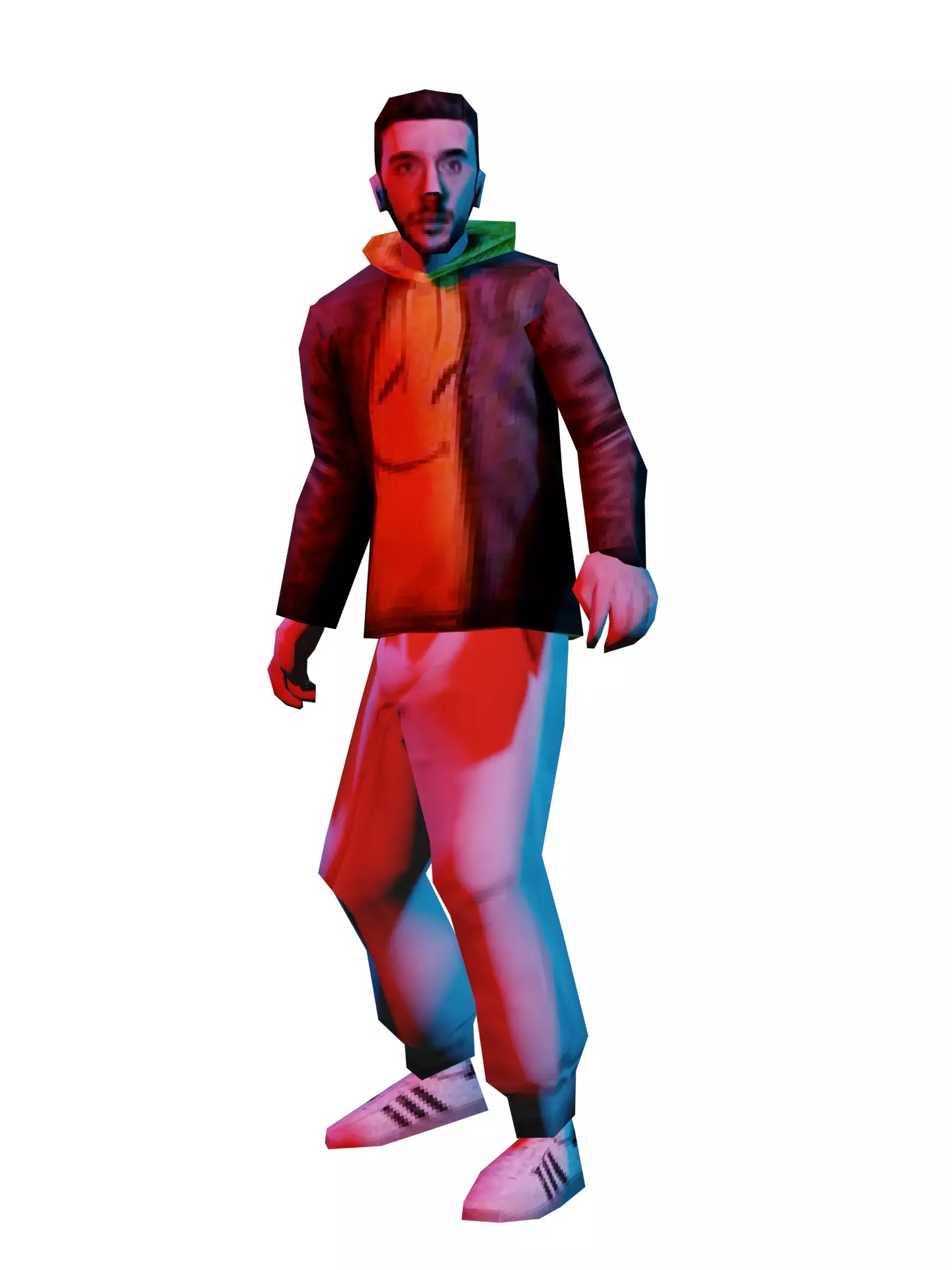 PSX PS1 low poly male character Low-poly 3D model_0