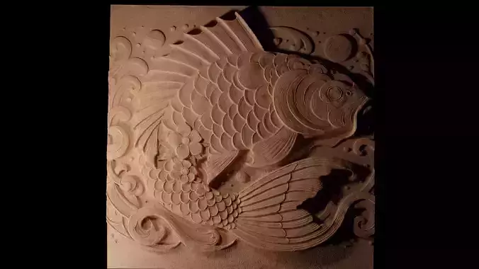 Koi Fish CNC 3d Print High Relief Sand Casting