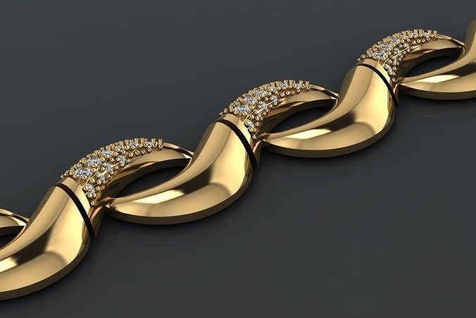 A luxury bracelet with gems 3D print model
