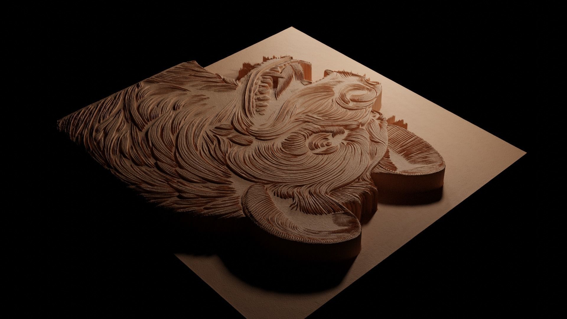 Hyena CNC 3d Print High Relief Sand Casting 3D print model_3