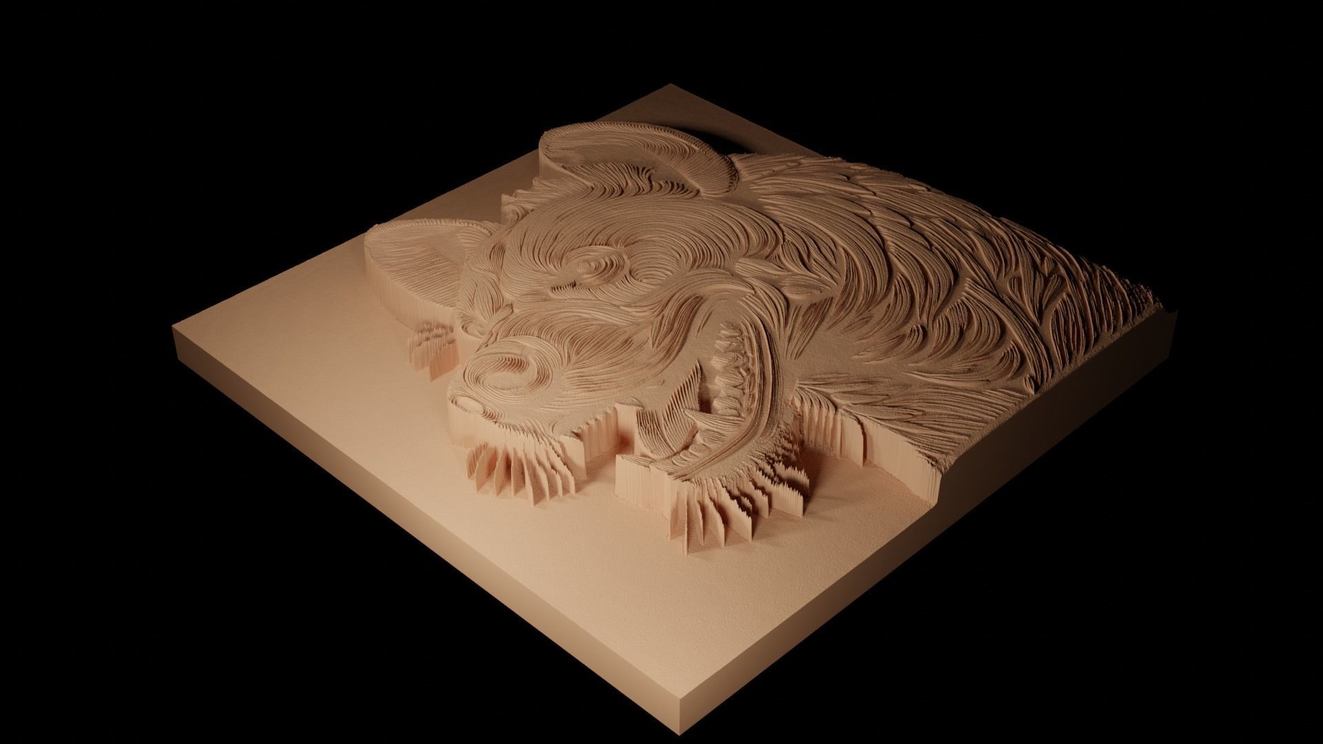 Hyena CNC 3d Print High Relief Sand Casting 3D print model_2