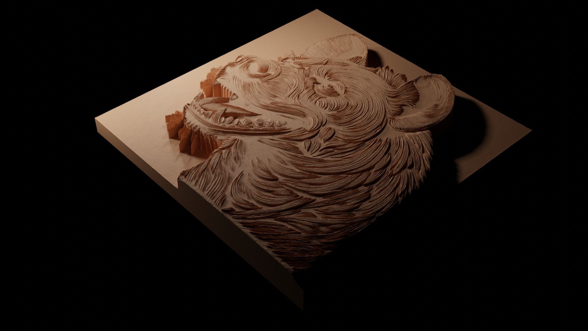 Hyena CNC 3d Print High Relief Sand Casting 3D print model_1