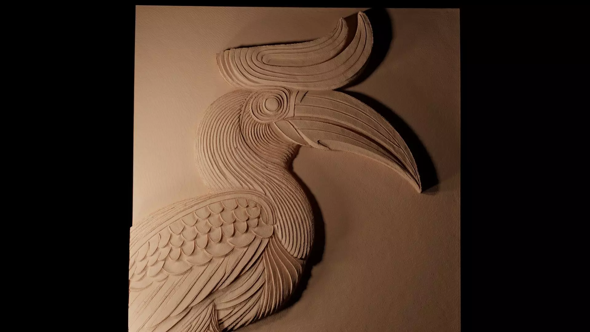 Hornbill CNC 3d Print High Relief Sand Casting 3D print model_0