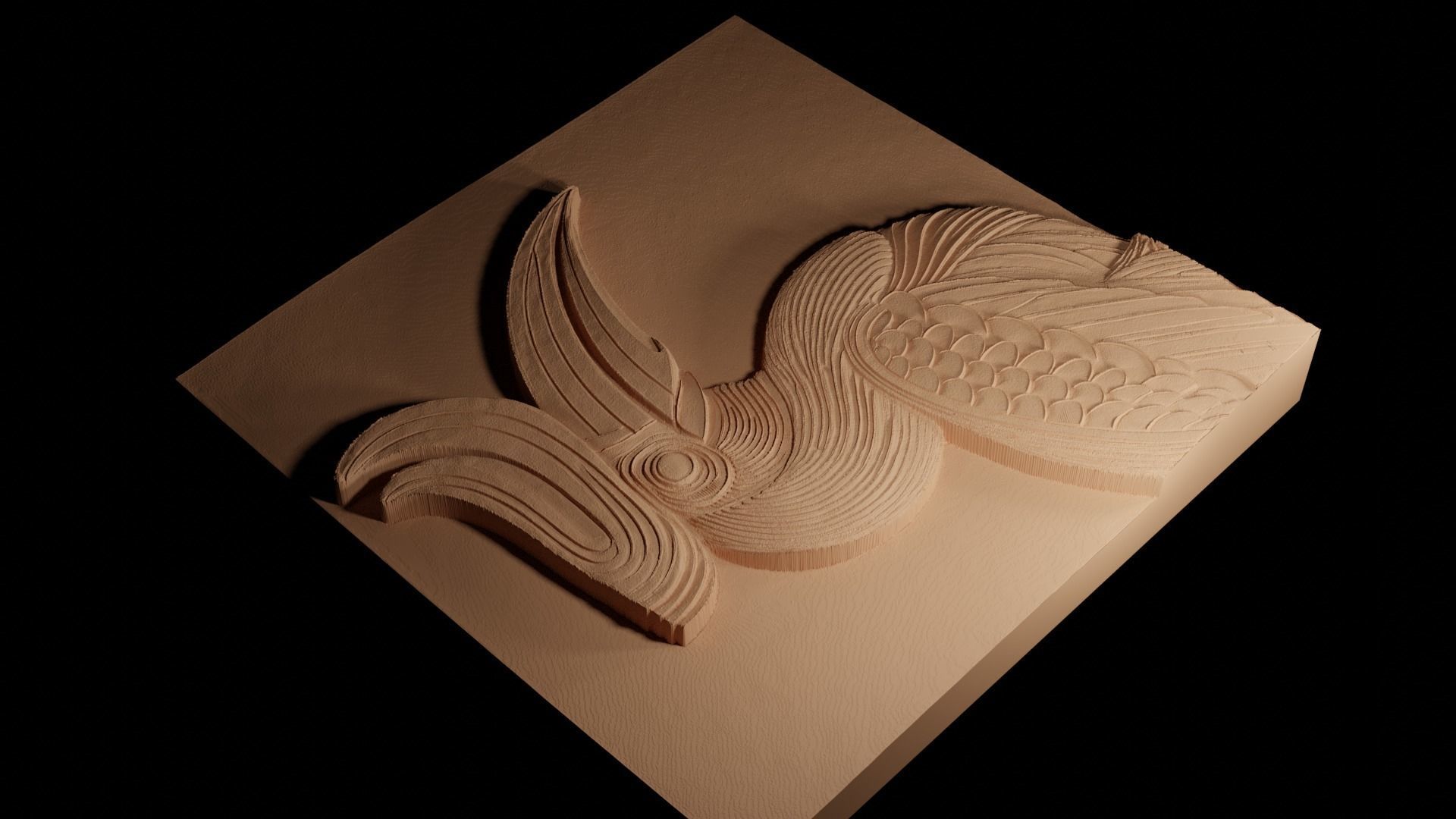 Hornbill CNC 3d Print High Relief Sand Casting 3D print model_4