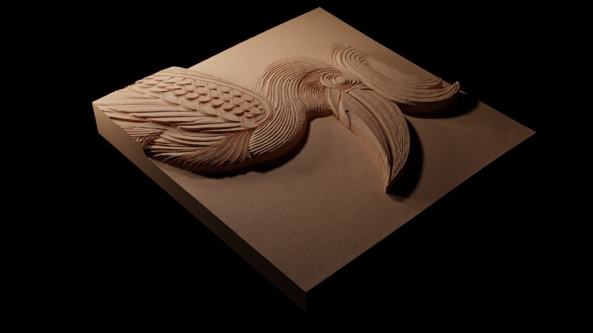 Hornbill CNC 3d Print High Relief Sand Casting 3D print model_1