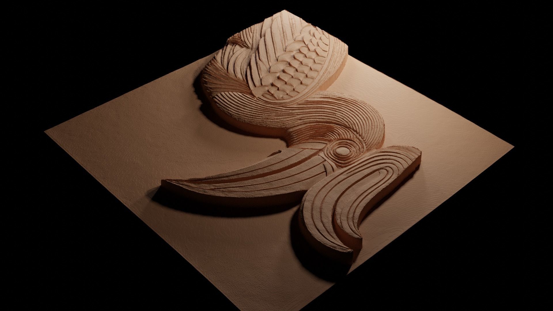 Hornbill CNC 3d Print High Relief Sand Casting 3D print model_3