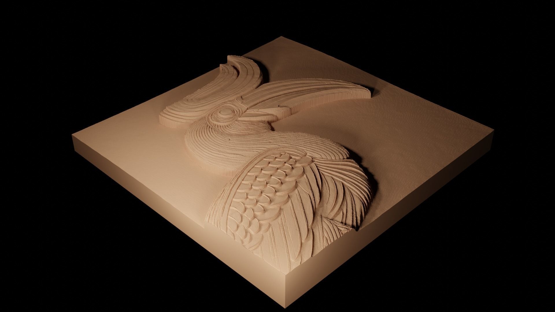 Hornbill CNC 3d Print High Relief Sand Casting 3D print model_2