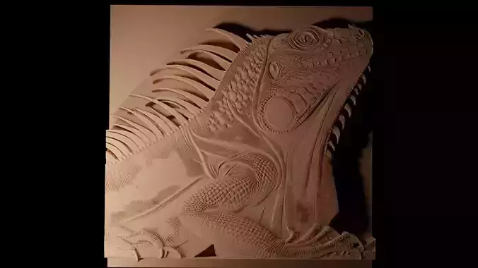 Green Iguana CNC 3d Print High Relief Sand Casting