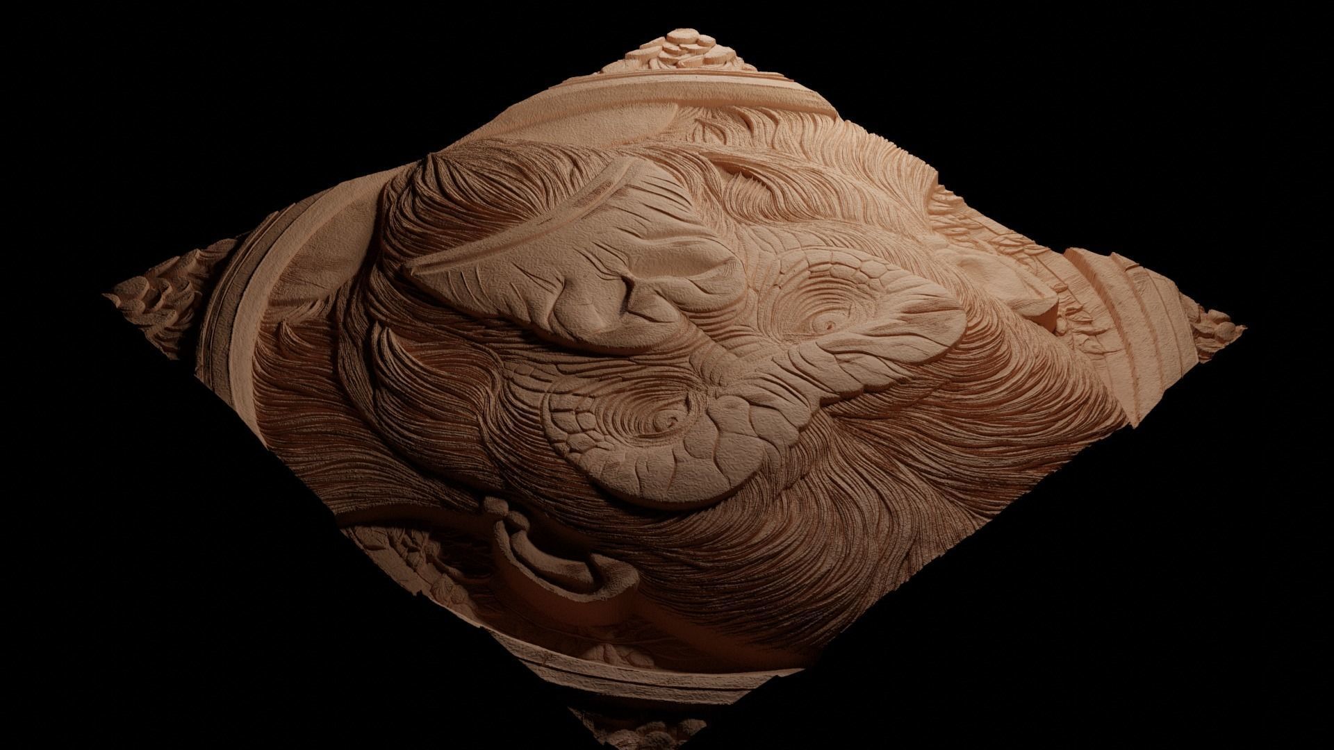 Gorilla CNC 3d Print High Relief Sand Casting 3D print model_3