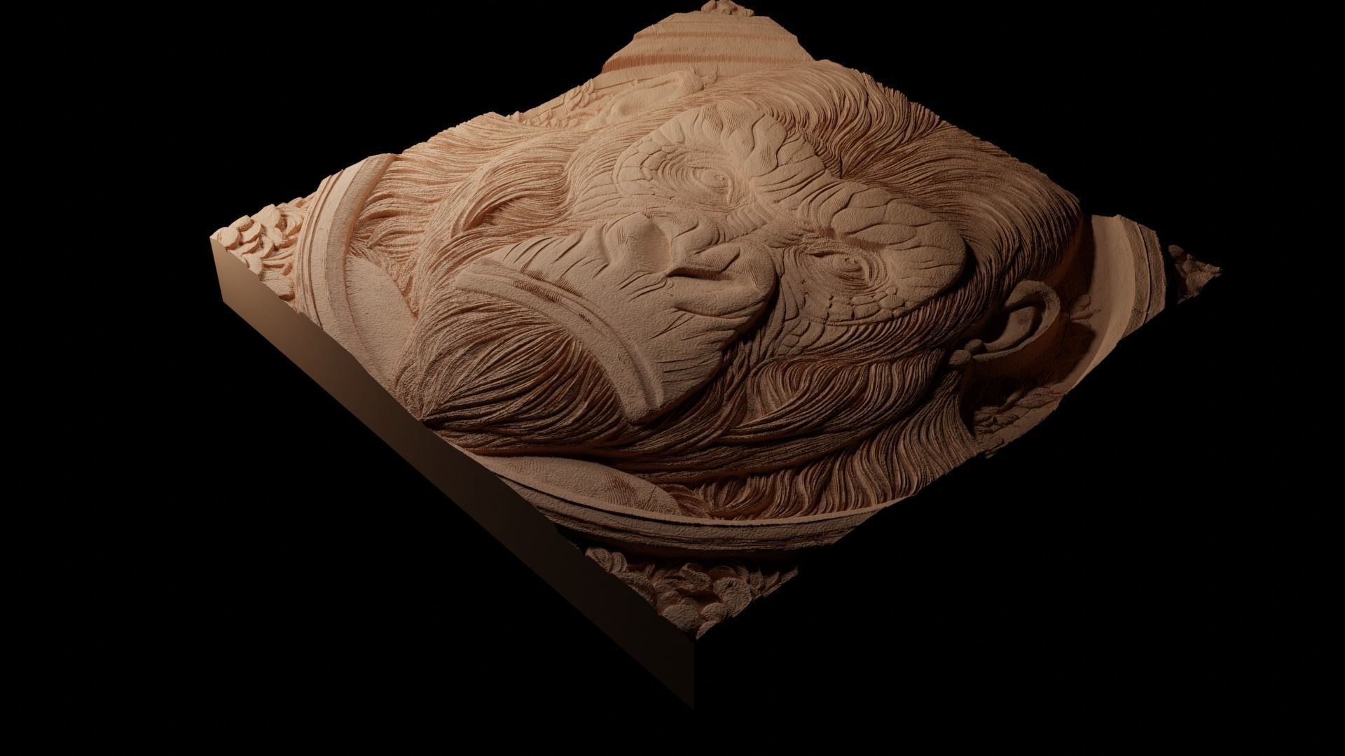 Gorilla CNC 3d Print High Relief Sand Casting 3D print model_1