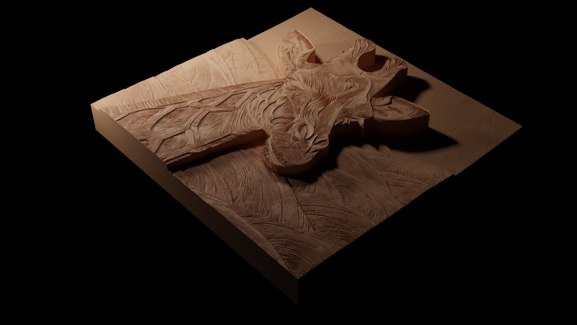 Giraffe CNC 3d Print High Relief Sand Casting 3D print model_1