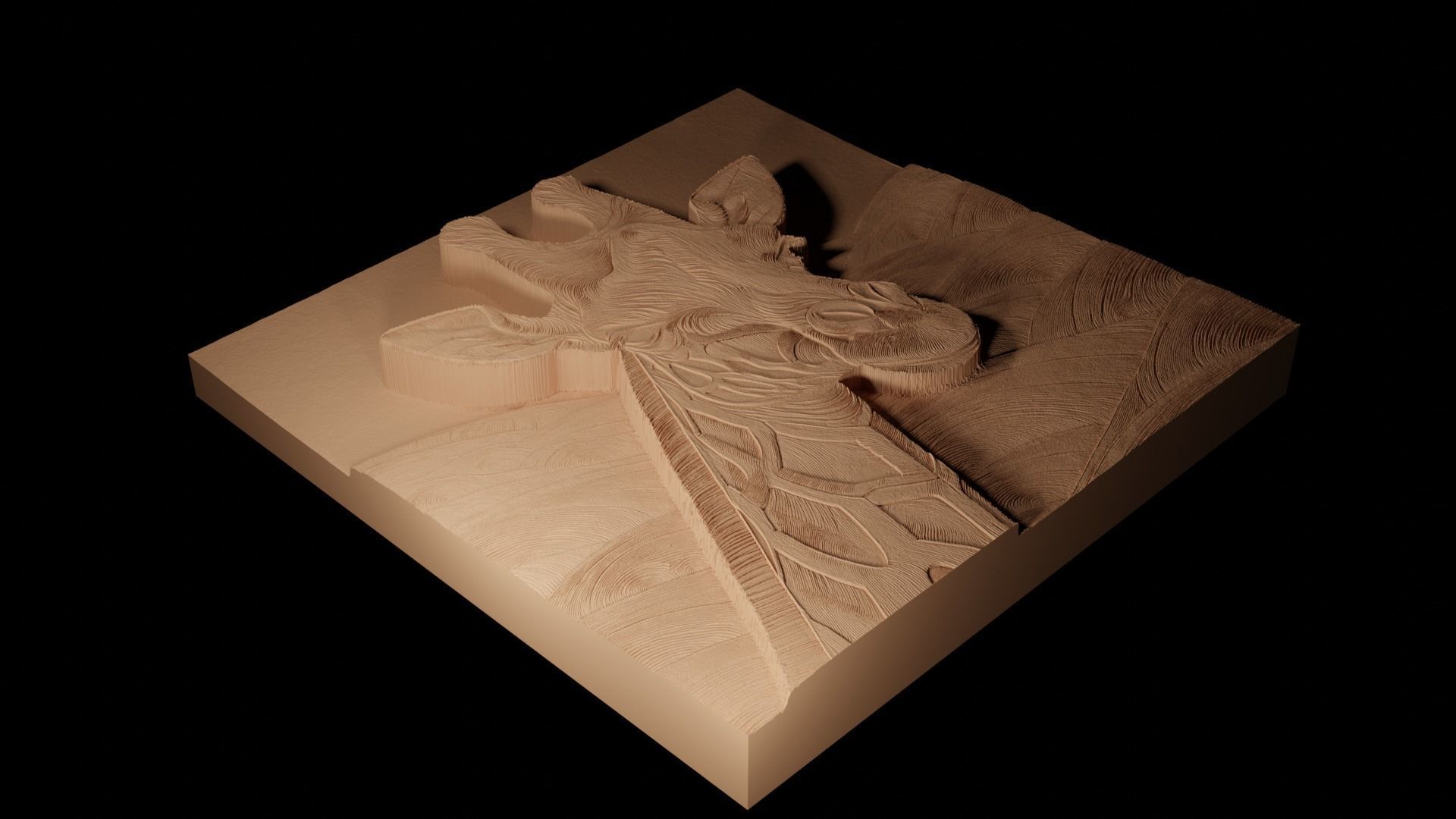 Giraffe CNC 3d Print High Relief Sand Casting 3D print model_2