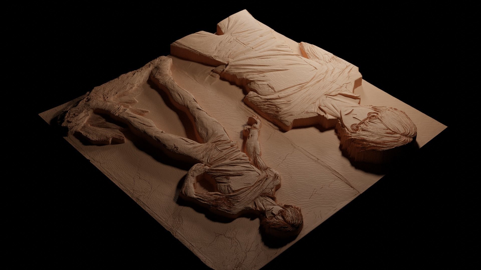 Eren Yeager CNC 3d Print High Relief Sand Casting 3D print model_3