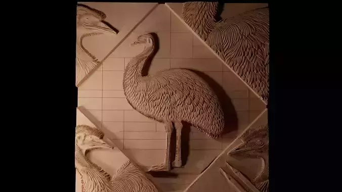 Emu CNC 3d Print High Relief Sand Casting 3D print model