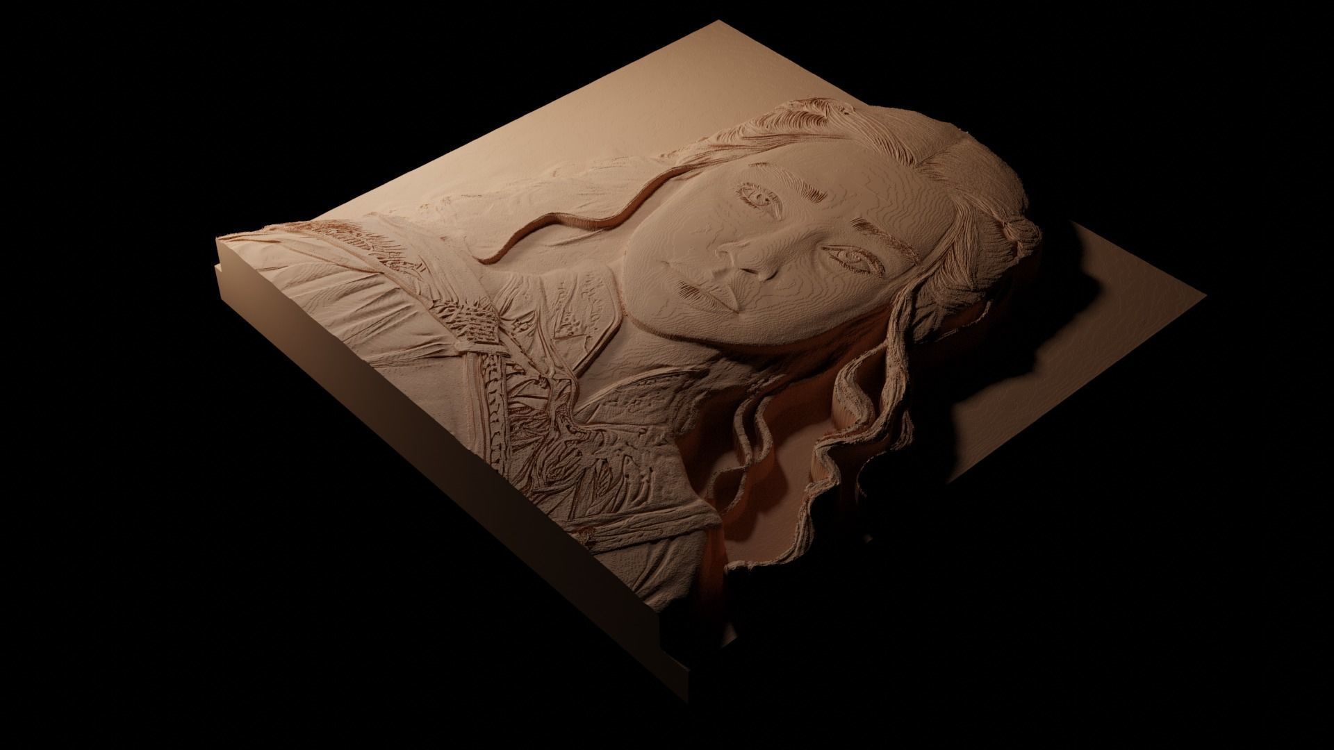 Daenerys Targaryen CNC 3d Print High Relief Sand Casting 3D print model_1