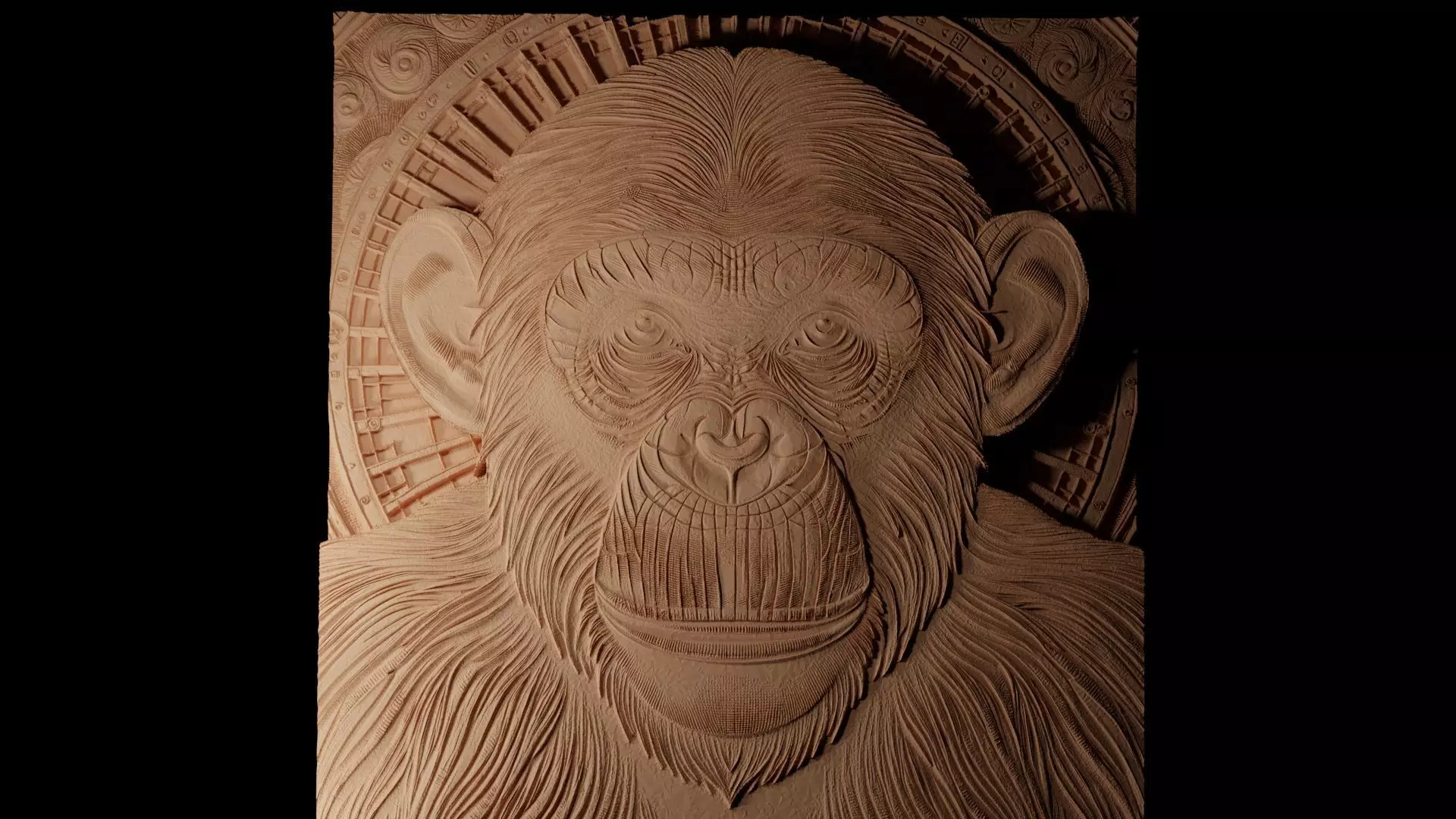 Chimpanzee CNC 3d Print High Relief Sand Casting 3D print model_0