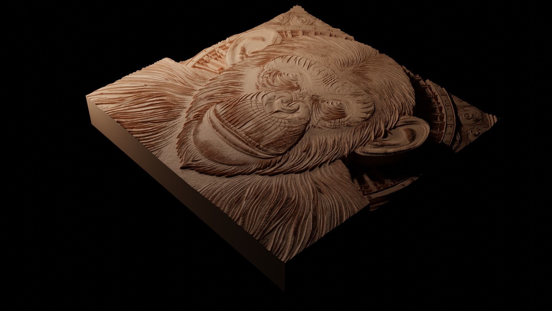 Chimpanzee CNC 3d Print High Relief Sand Casting 3D print model_1