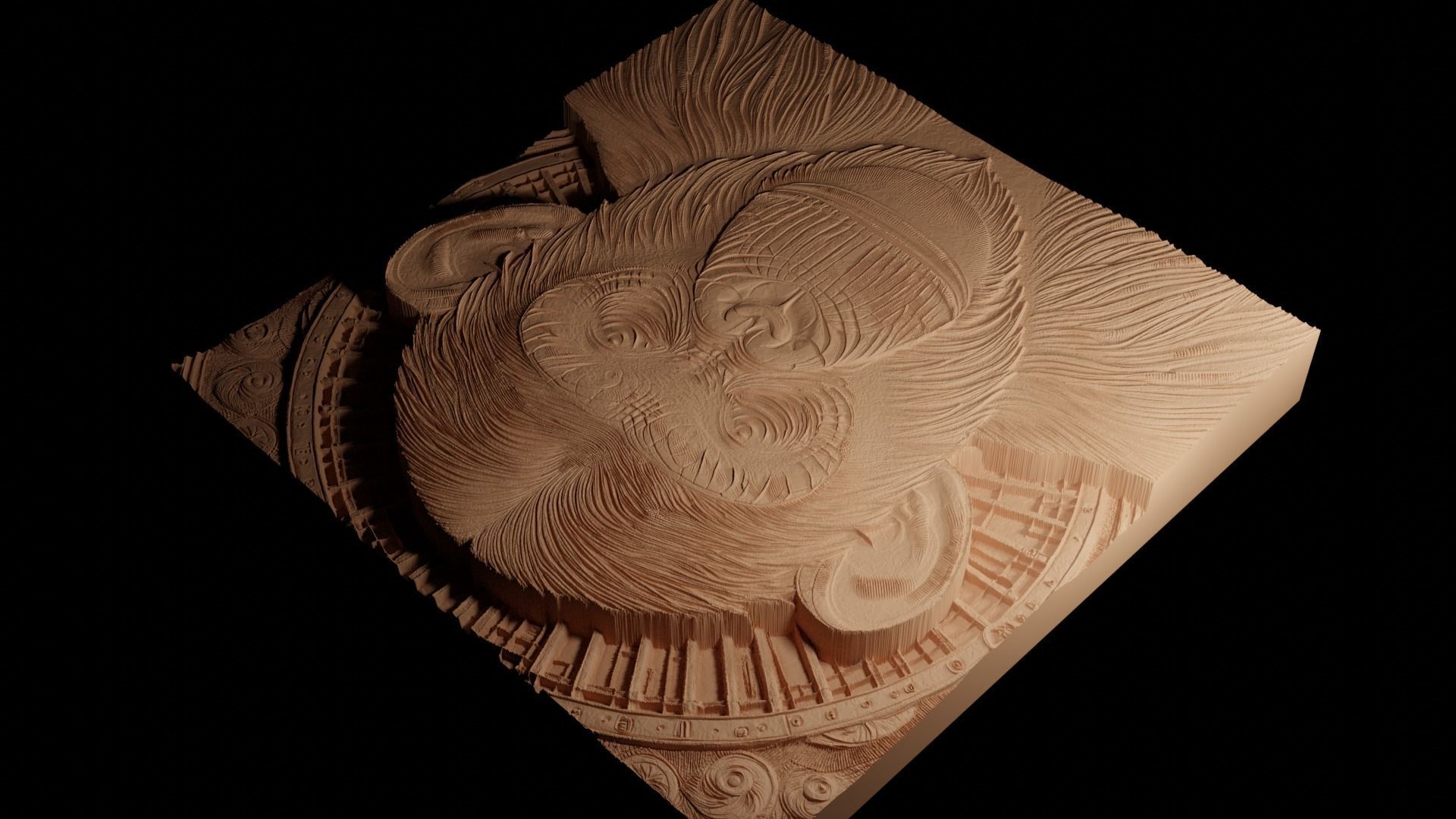 Chimpanzee CNC 3d Print High Relief Sand Casting 3D print model_4