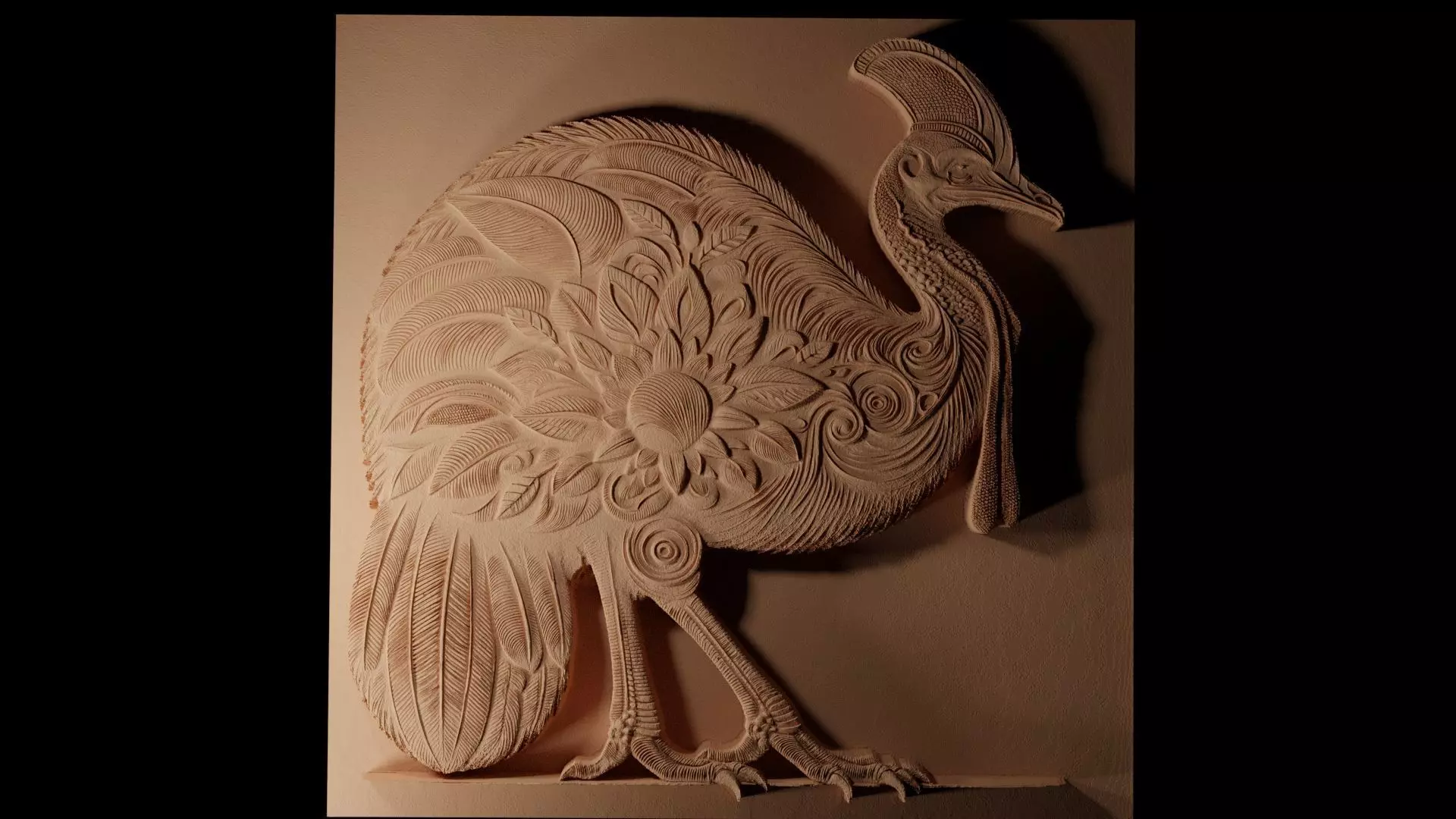 Cassowary CNC 3d Print High Relief Sand Casting 3D print model_0