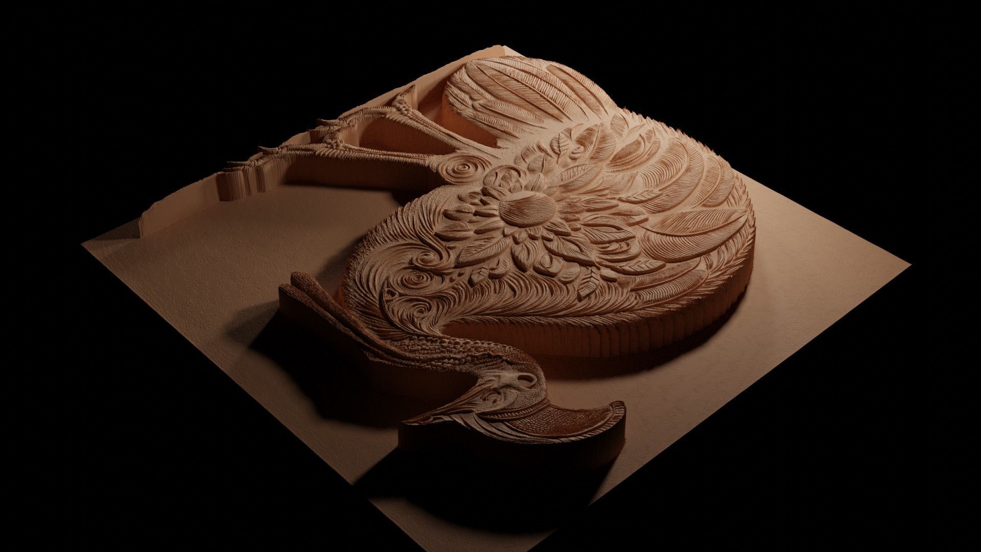 Cassowary CNC 3d Print High Relief Sand Casting 3D print model_3