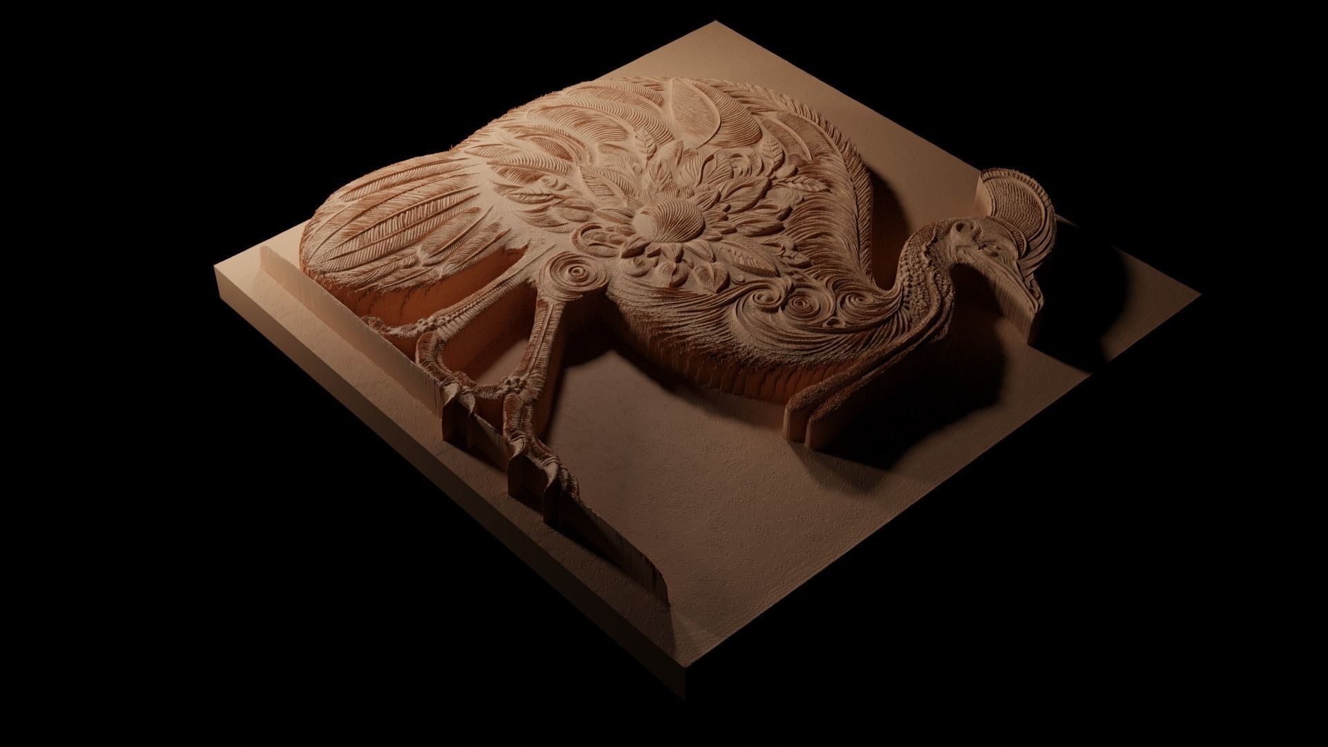Cassowary CNC 3d Print High Relief Sand Casting 3D print model_1