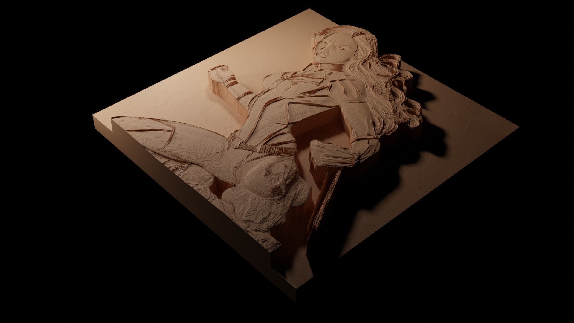 Black Widow CNC 3d Print High Relief Sand Casting 3D print model_1