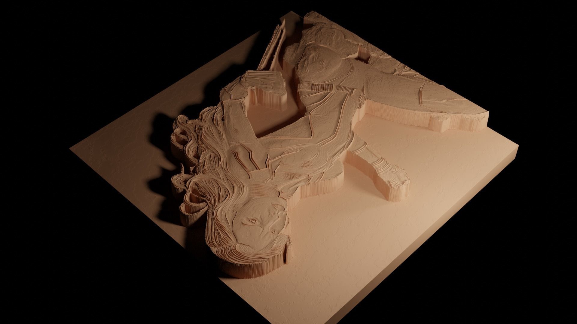 Black Widow CNC 3d Print High Relief Sand Casting 3D print model_4