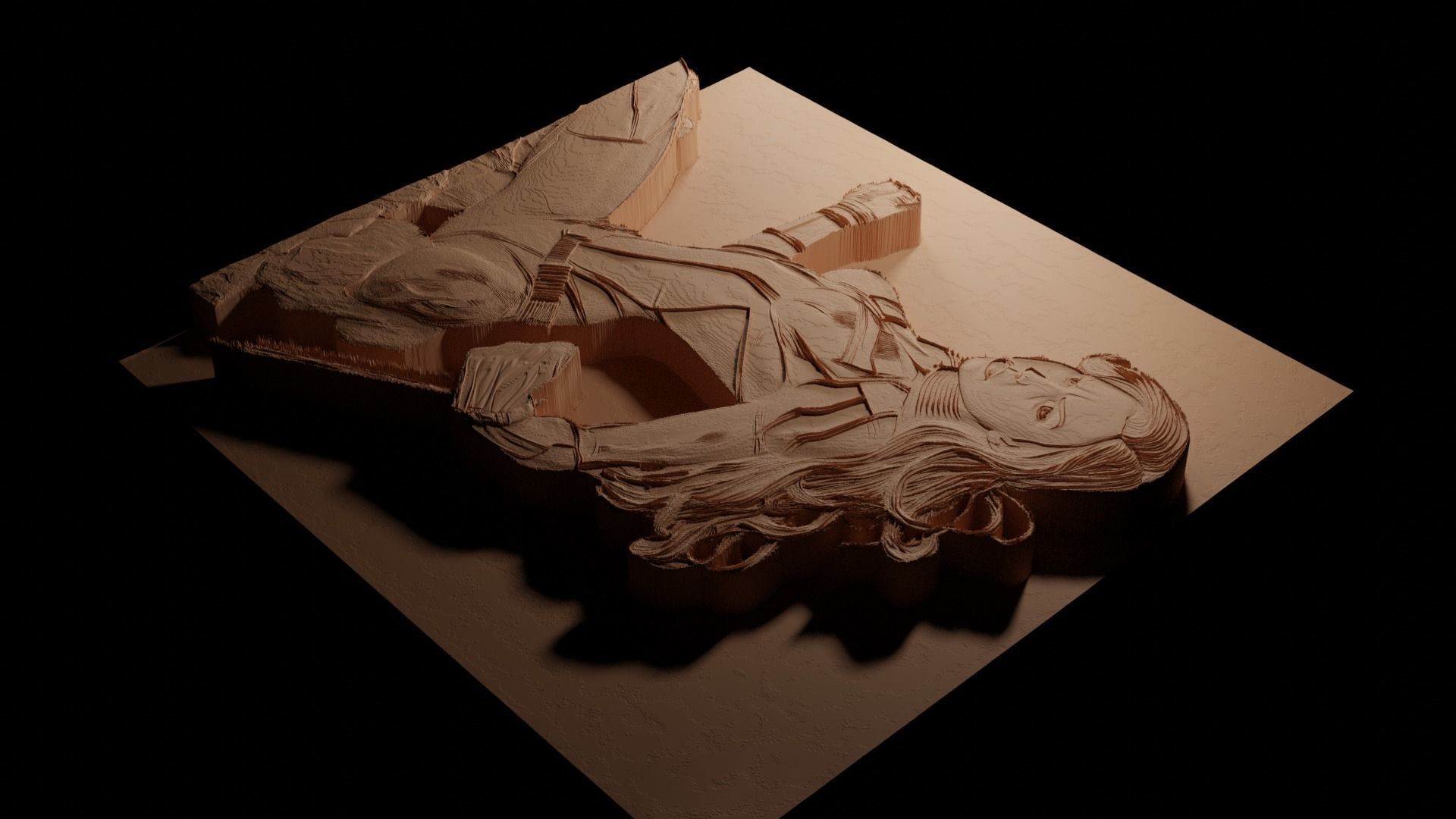 Black Widow CNC 3d Print High Relief Sand Casting 3D print model_3