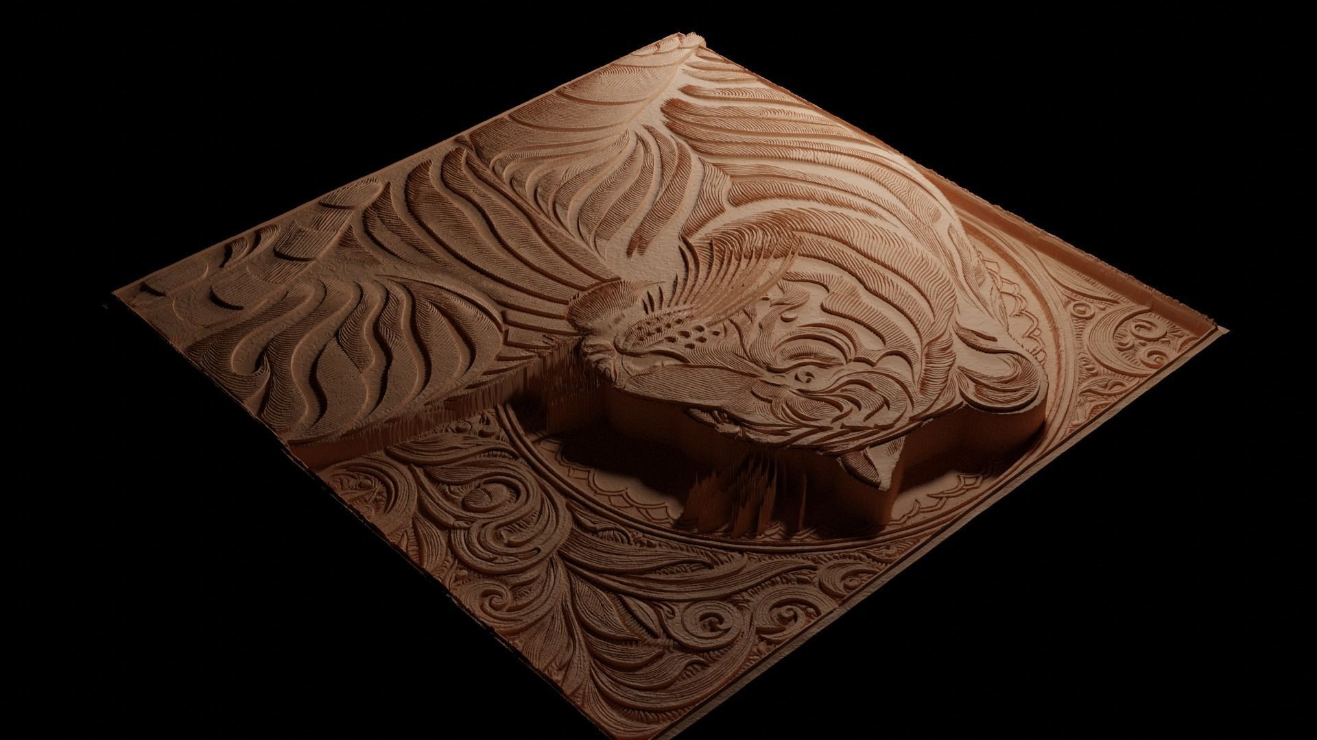 Bengal Tiger CNC 3d Print High Relief Sand Casting 3D print model_3