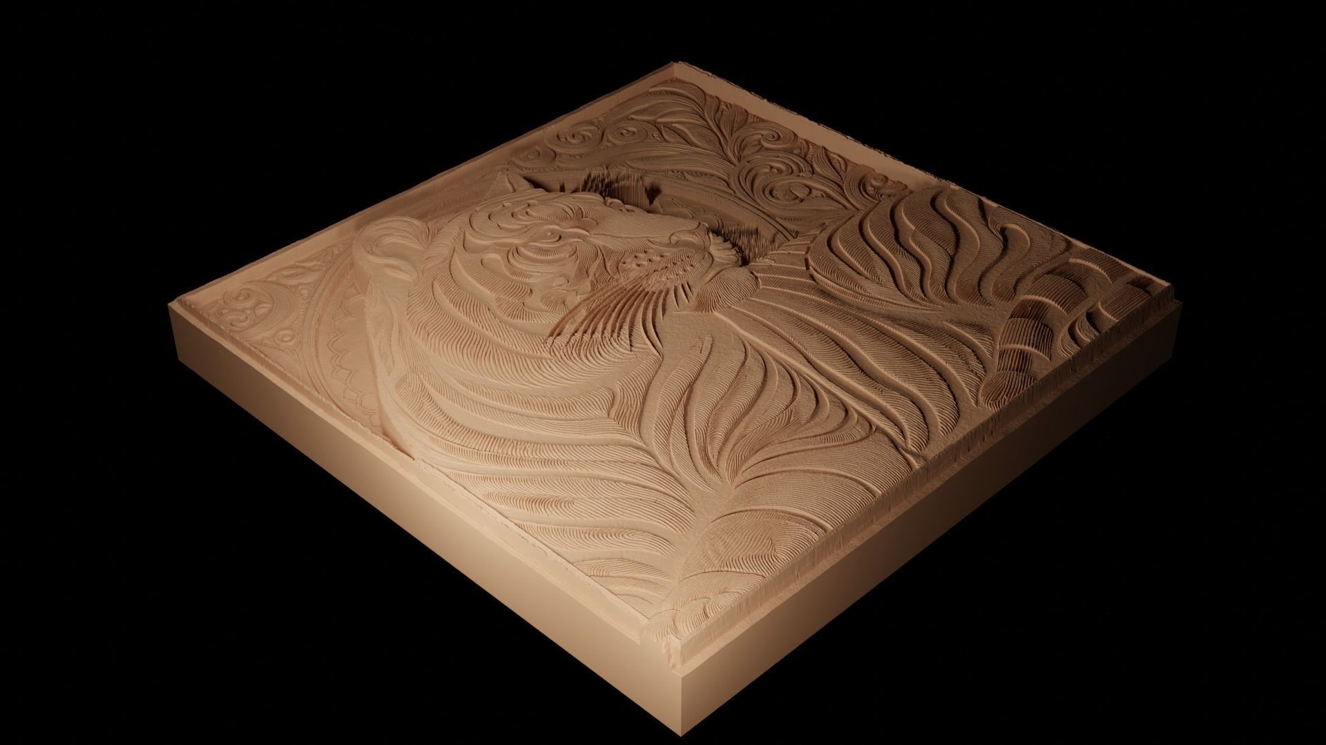 Bengal Tiger CNC 3d Print High Relief Sand Casting 3D print model_2