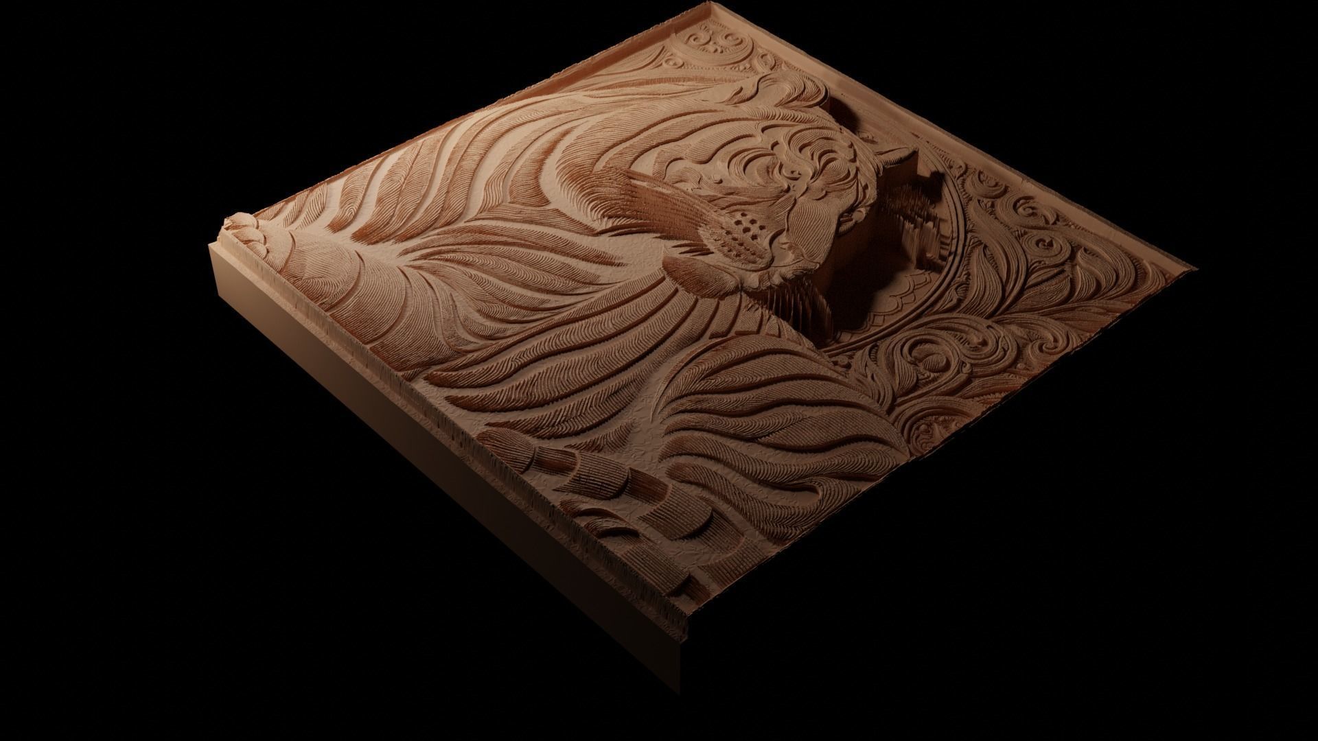 Bengal Tiger CNC 3d Print High Relief Sand Casting 3D print model_1