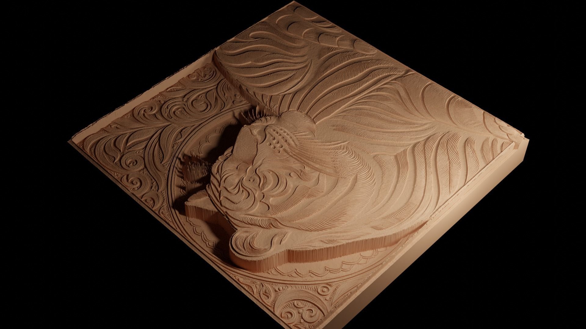 Bengal Tiger CNC 3d Print High Relief Sand Casting 3D print model_4