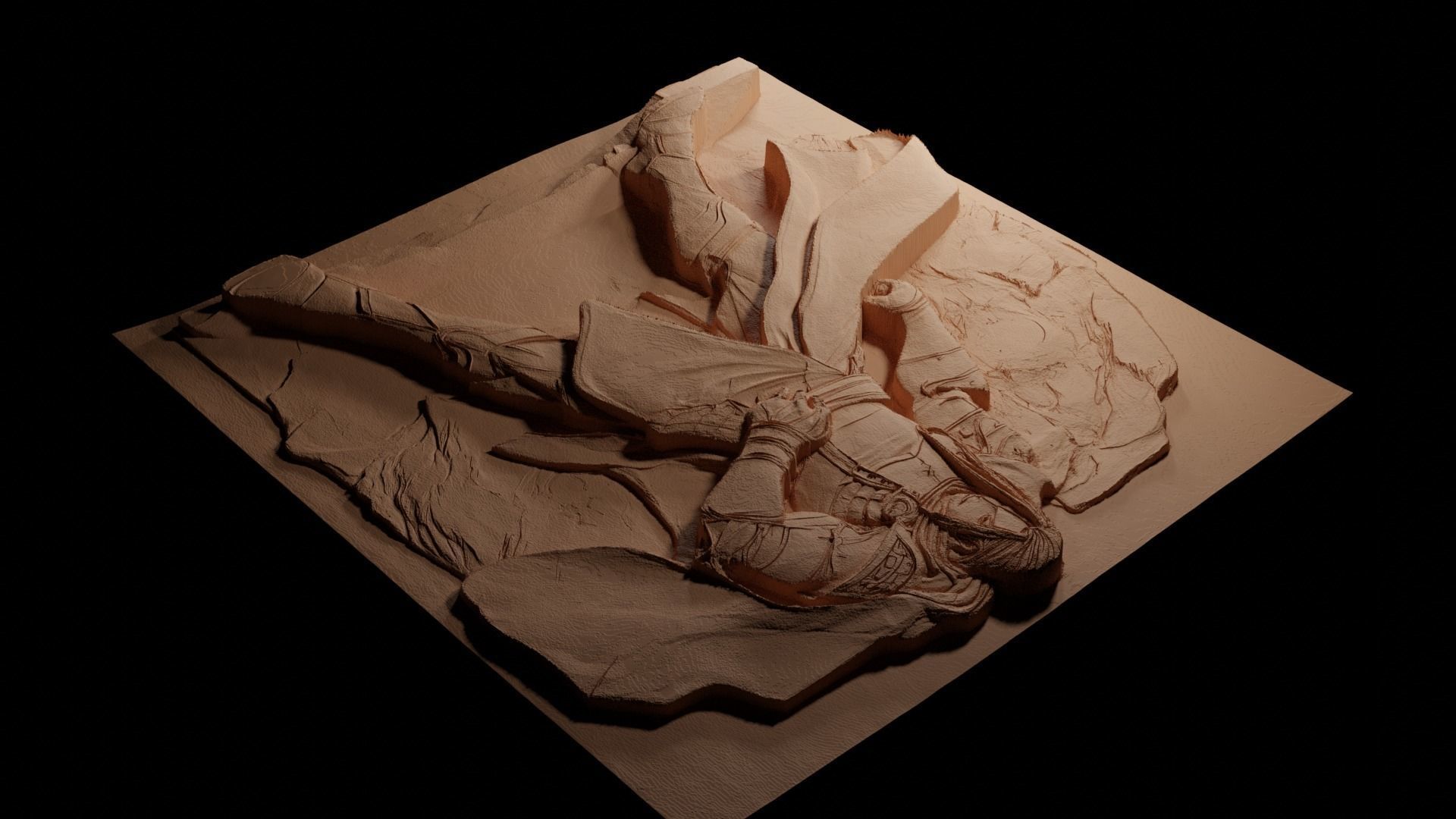 Alphonse Elric CNC 3d Print High Relief Sand Casting 3D print model_3