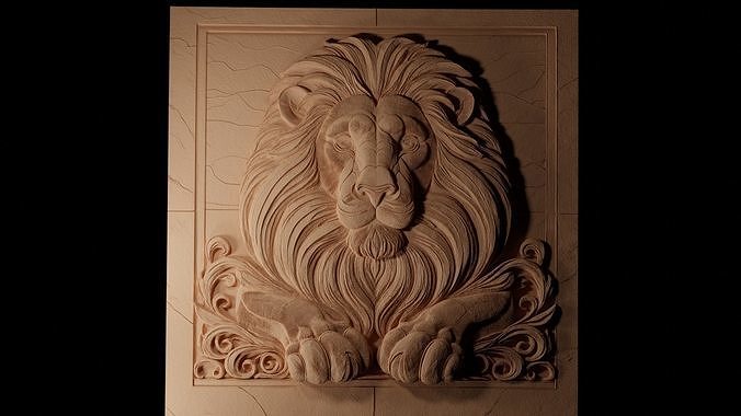 African Lion CNC 3d Print High Relief Sand Casting 3D print model