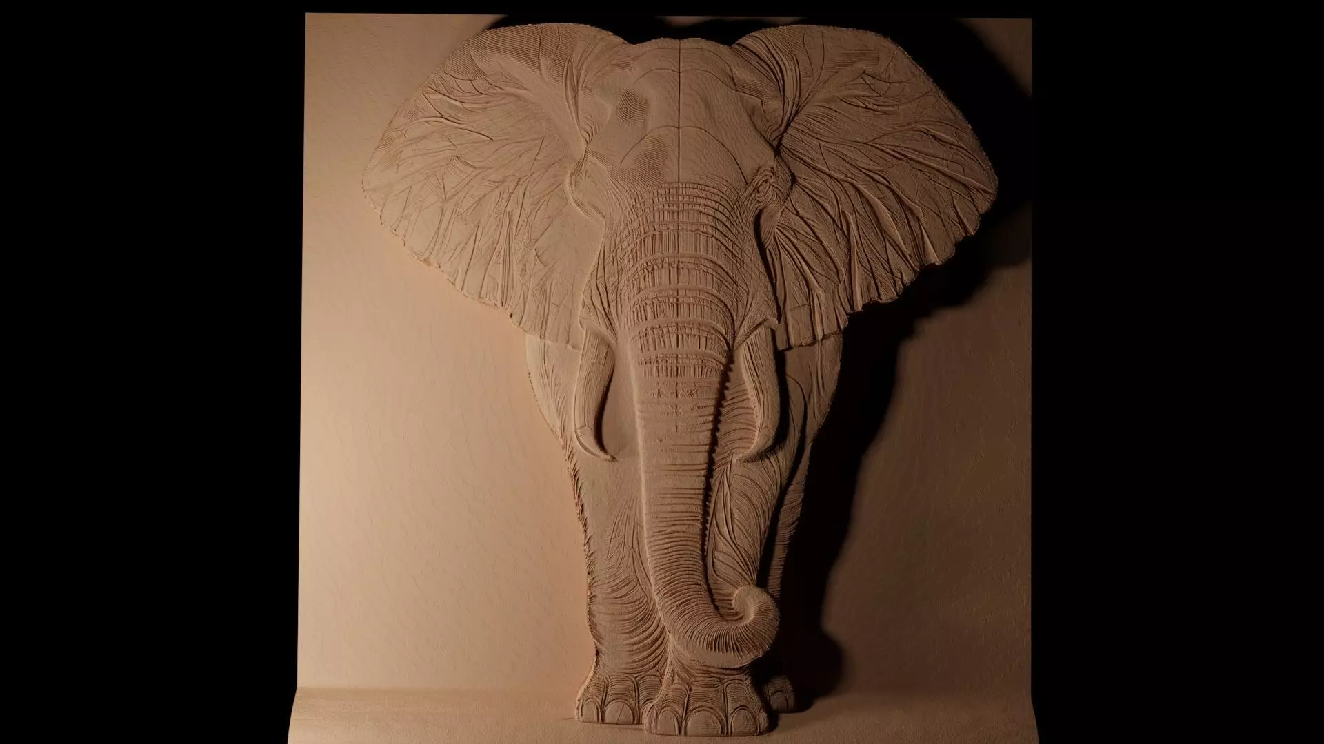 African Elephant CNC 3d Print High Relief Sand Casting 3D print model_0